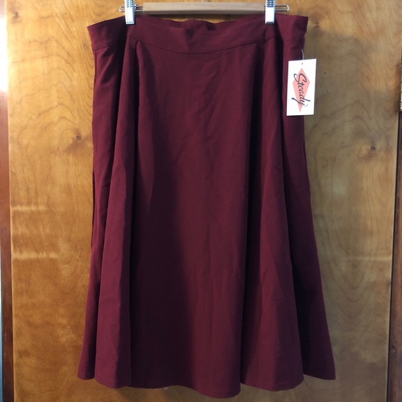 RockSteady Burgundy A-Line Skirt - Picture 5 of 7